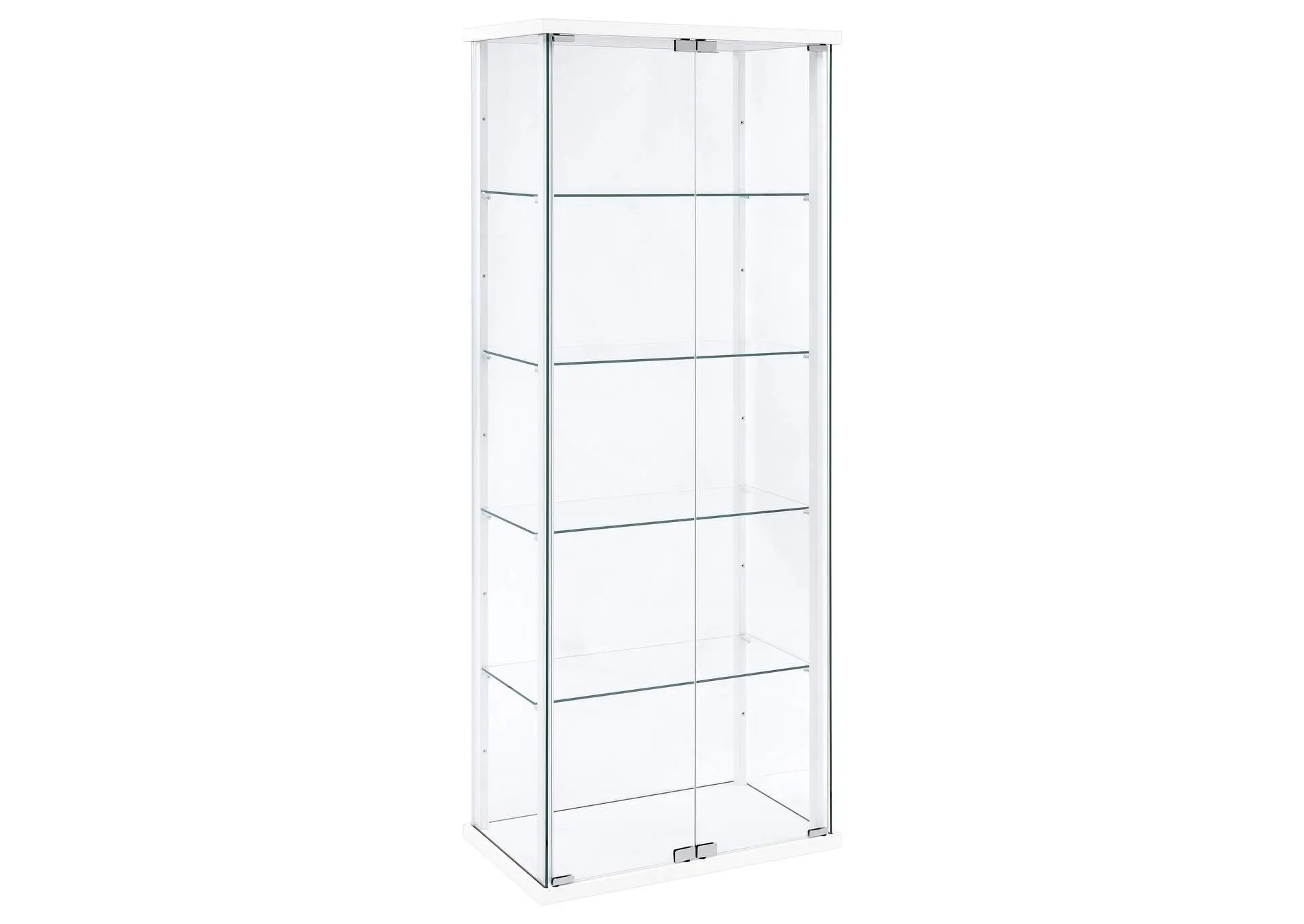 Delphinium 4-Shelf Clear Glass Curio Display Cabinet White