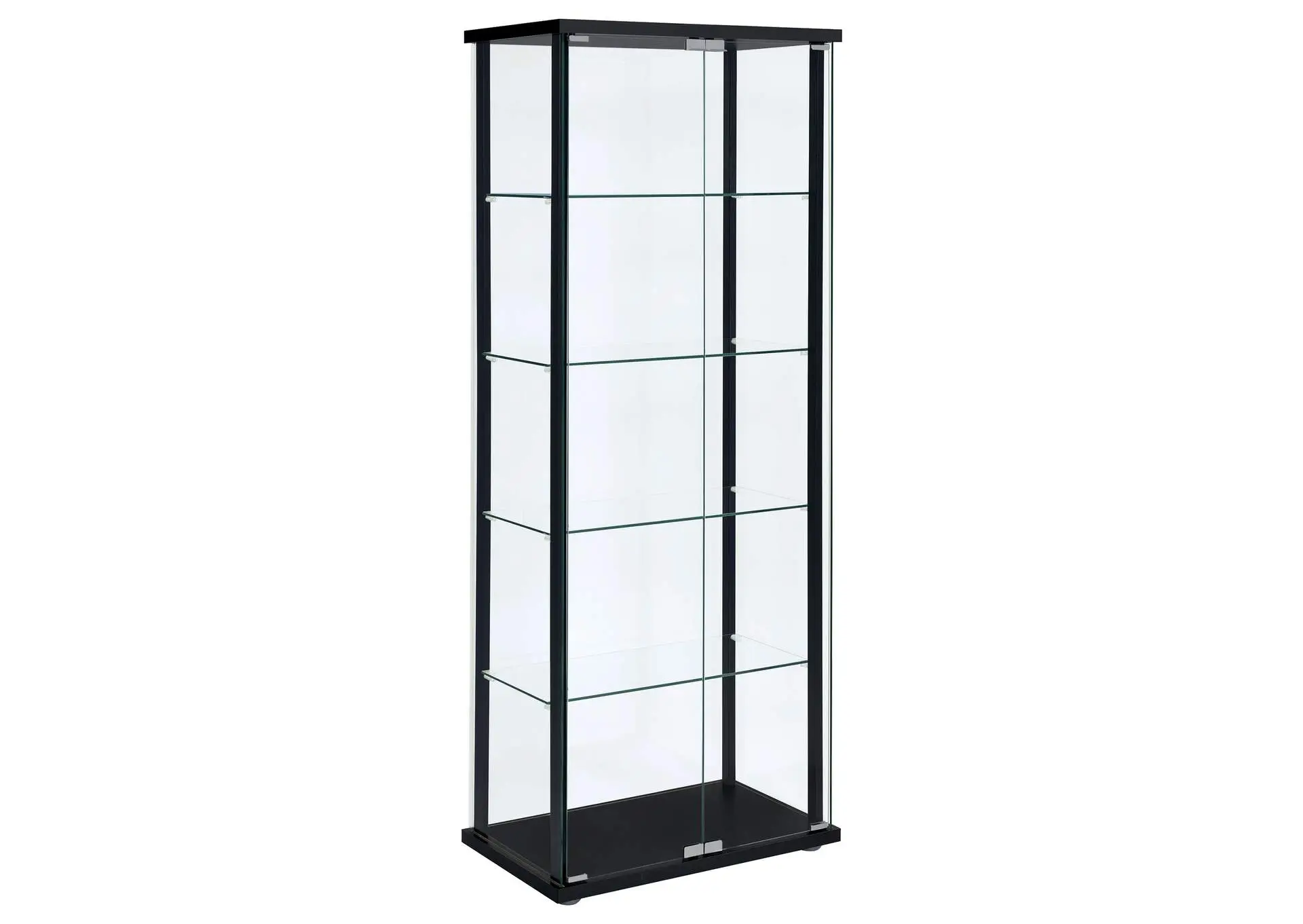 Delphinium 4-Shelf Clear Glass Curio Display Cabinet Black