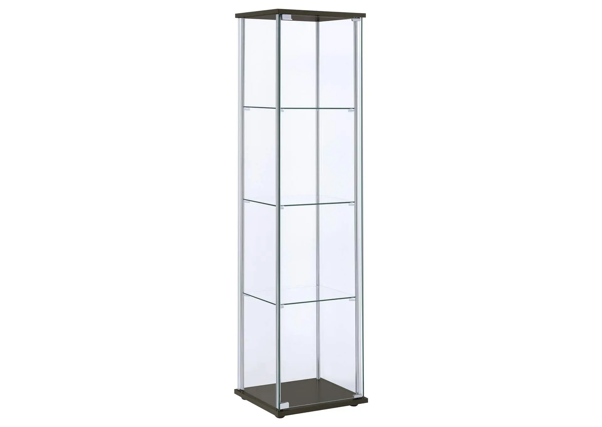 Bellatrix 3-shelf Clear Glass Curio Cabinet Cappuccino