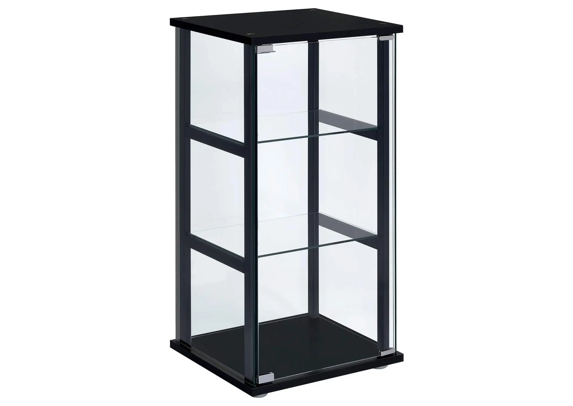 Cyclamen 3-shelf Clear Glass Curio Display Cabinet Black