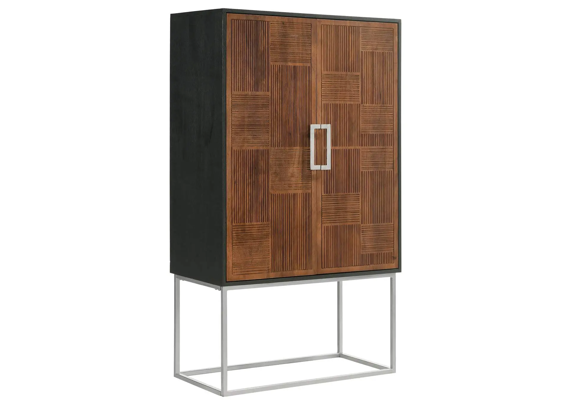 Borman 2-door Home Bar Cabinet Wine Storage Walnut and Black
