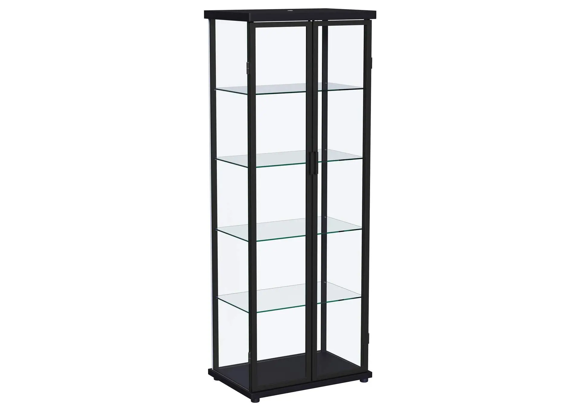 Carrillo LED 4-Shelf Glass Curio Display Cabinet Black