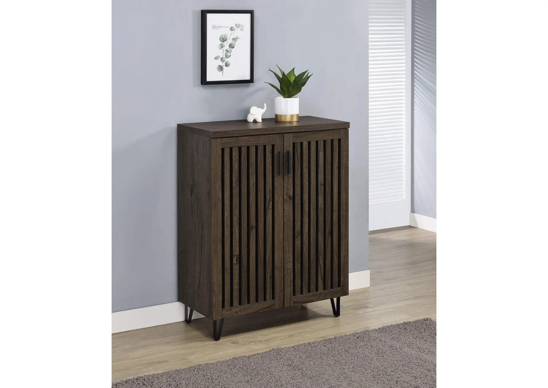 Brixton 2-door Entryway Shoe Storage Cabinets Smoked Oak — view 2
