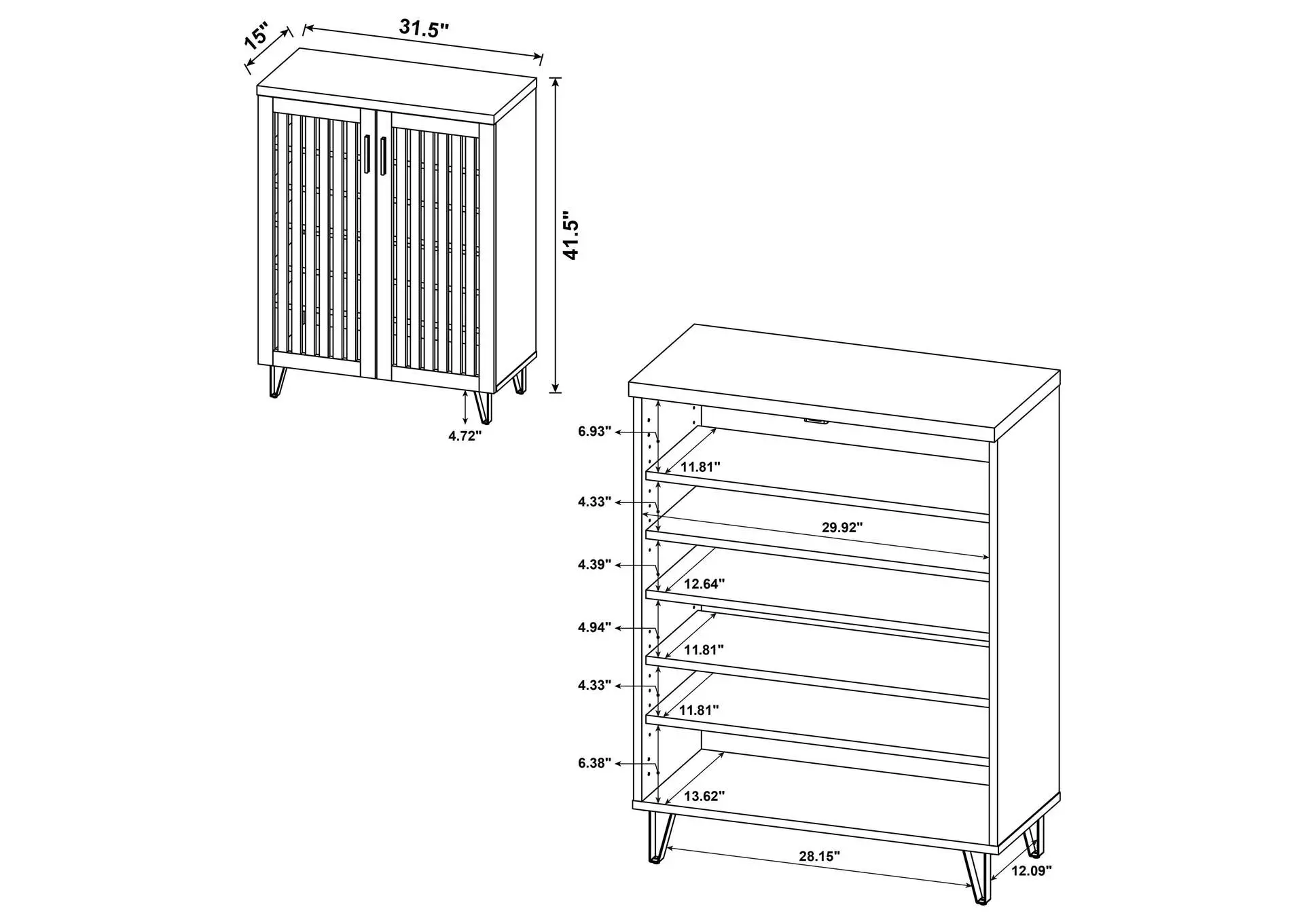 Brixton 2-door Entryway Shoe Storage Cabinets Smoked Oak — view 11