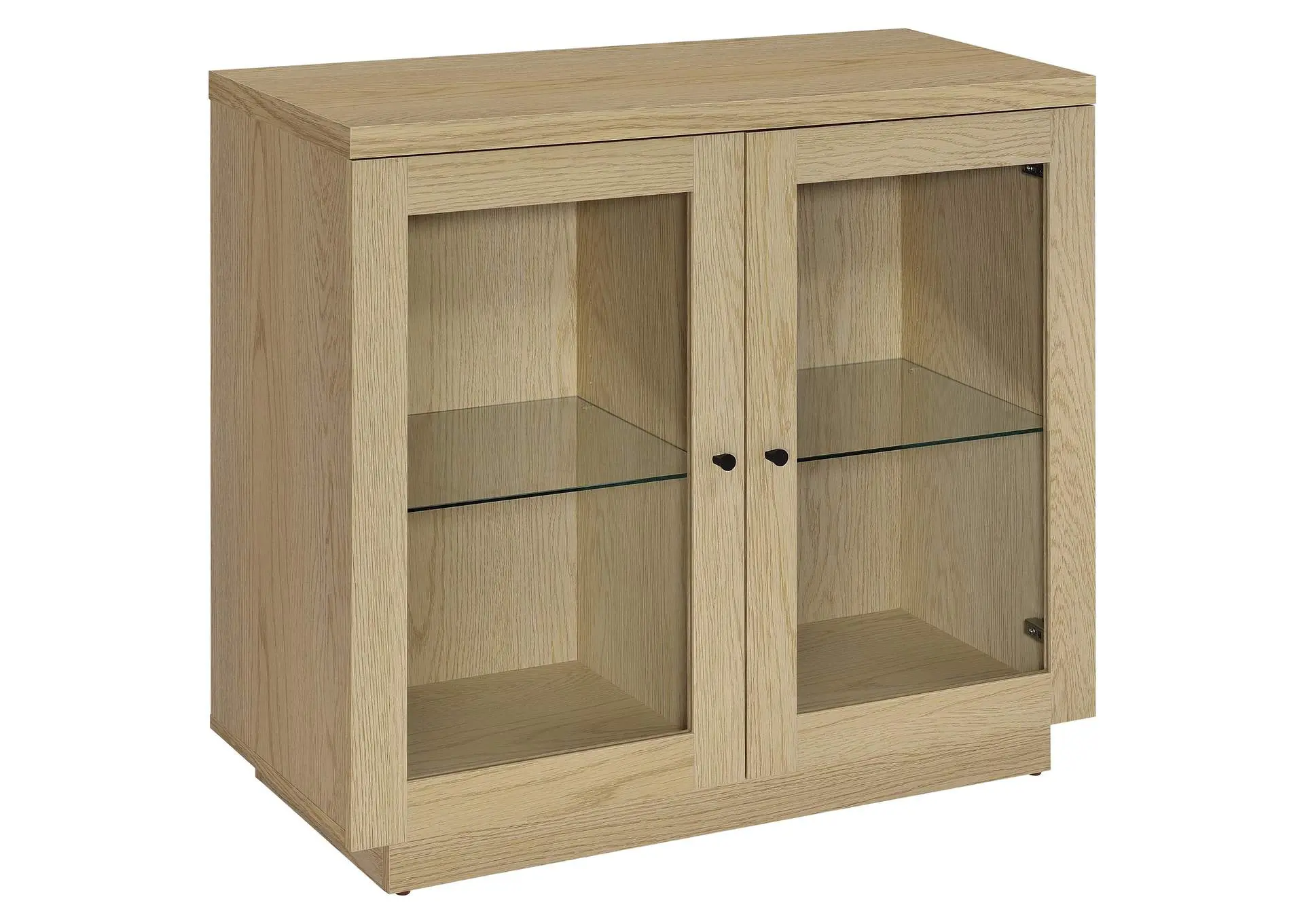 Tilbury 2-door Glass Front Accent Display Cabinet Light Oak