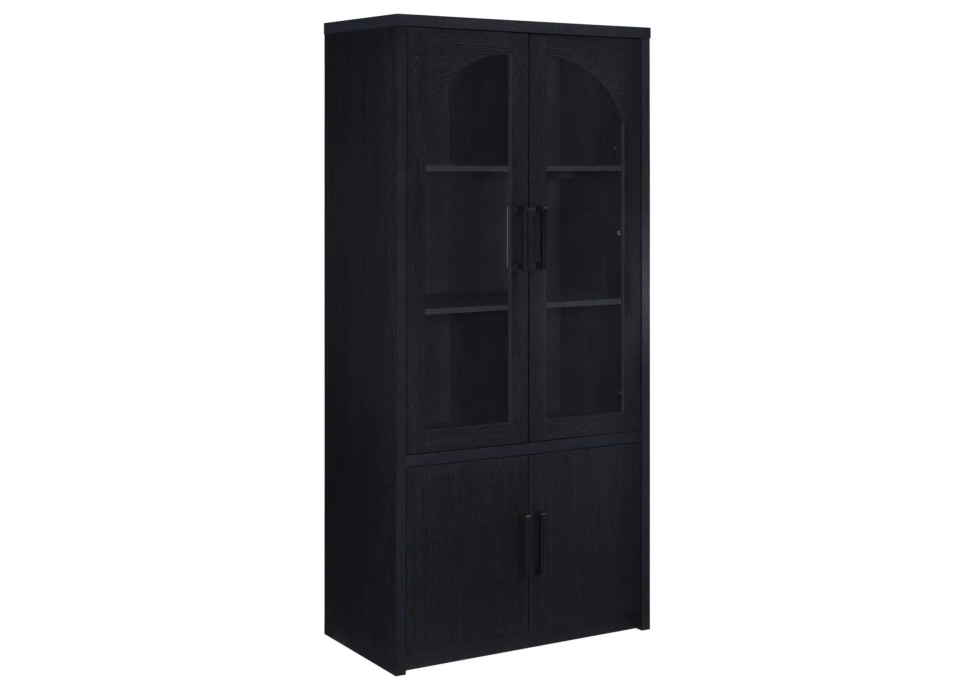 Riva 4-door Tall Accent Display Cabinet LED Lighting Black