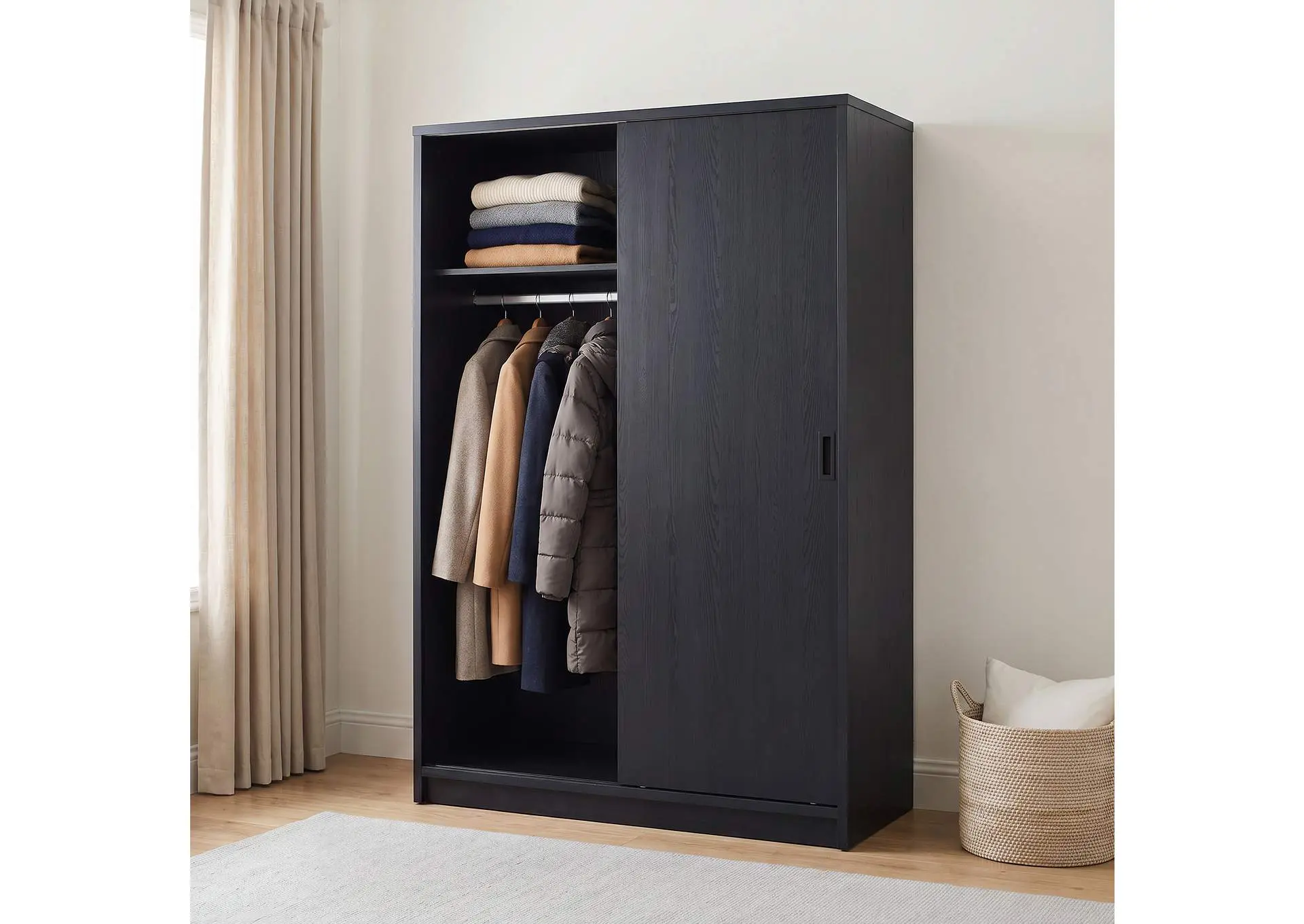 Noble 2-door Bedroom Wardrobe Storage Cabinet Armoire Black