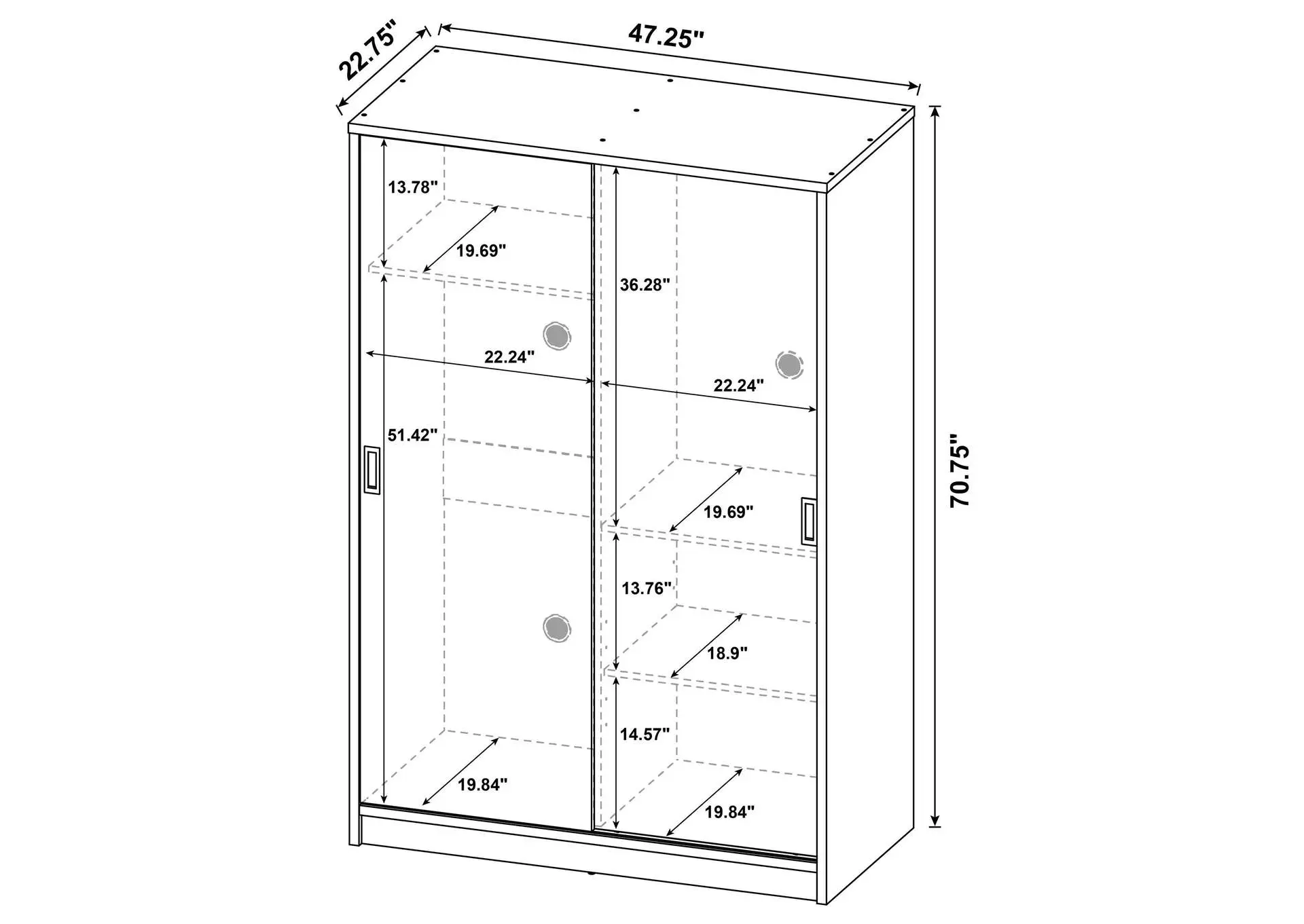 Noble 2-door Bedroom Wardrobe Storage Cabinet Armoire Latte — view 10