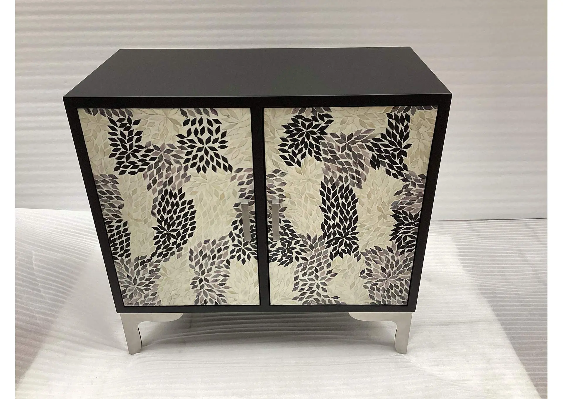 Forbes 2-door Bone Inlay Mosaic Accent Storage Cabinet Black