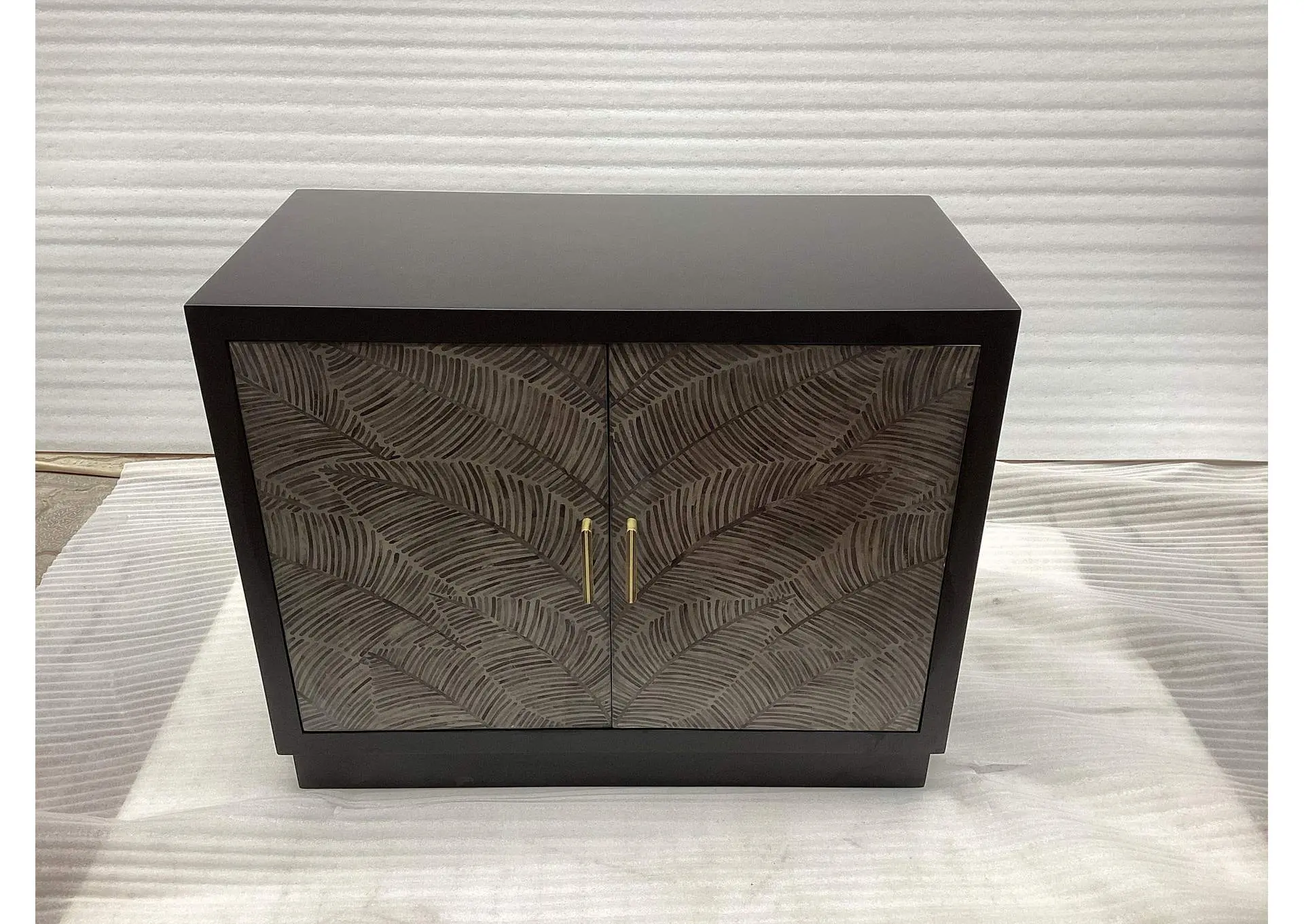 Kerrick 2-door Bone Inlay Accent Cabinet Beige and Black