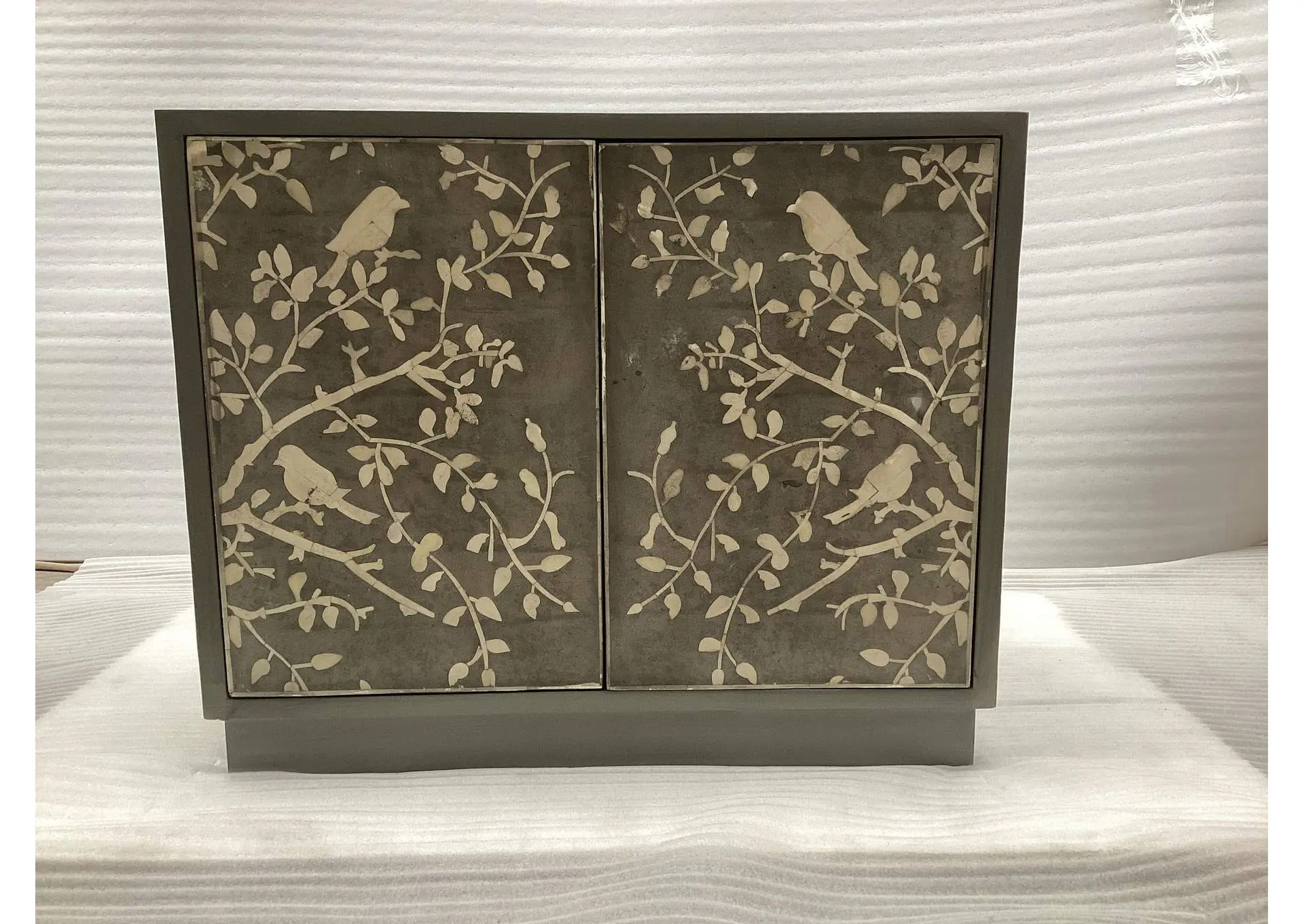 Parkes 2-door Bone Inlay Accent Cabinet Distressed Grey