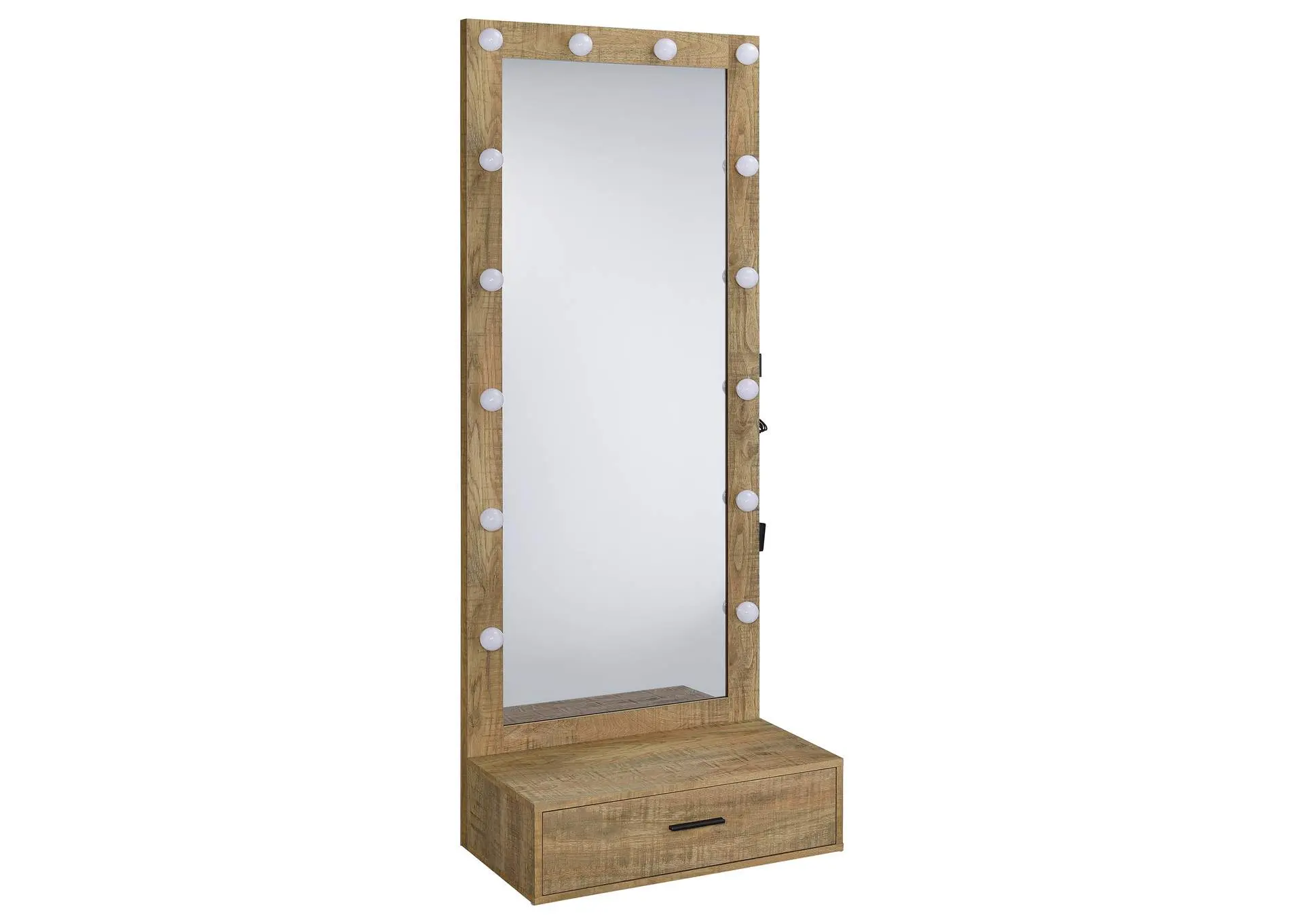 Spector 1-drawer Lighted Full-Length Floor Mirror Mango