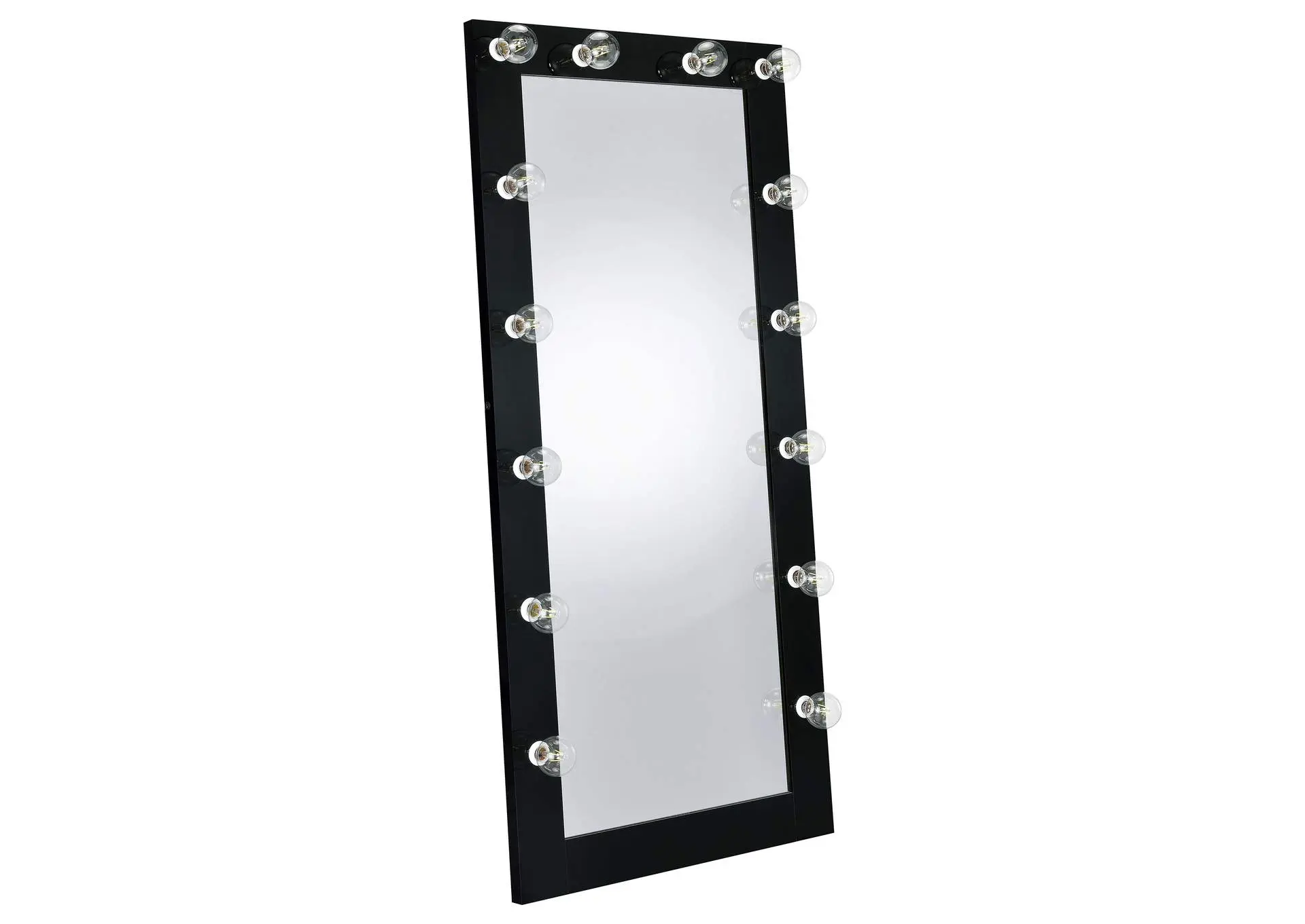 Zayan 32 x 71 Inch Floor Mirror LED Lighting Black Gloss