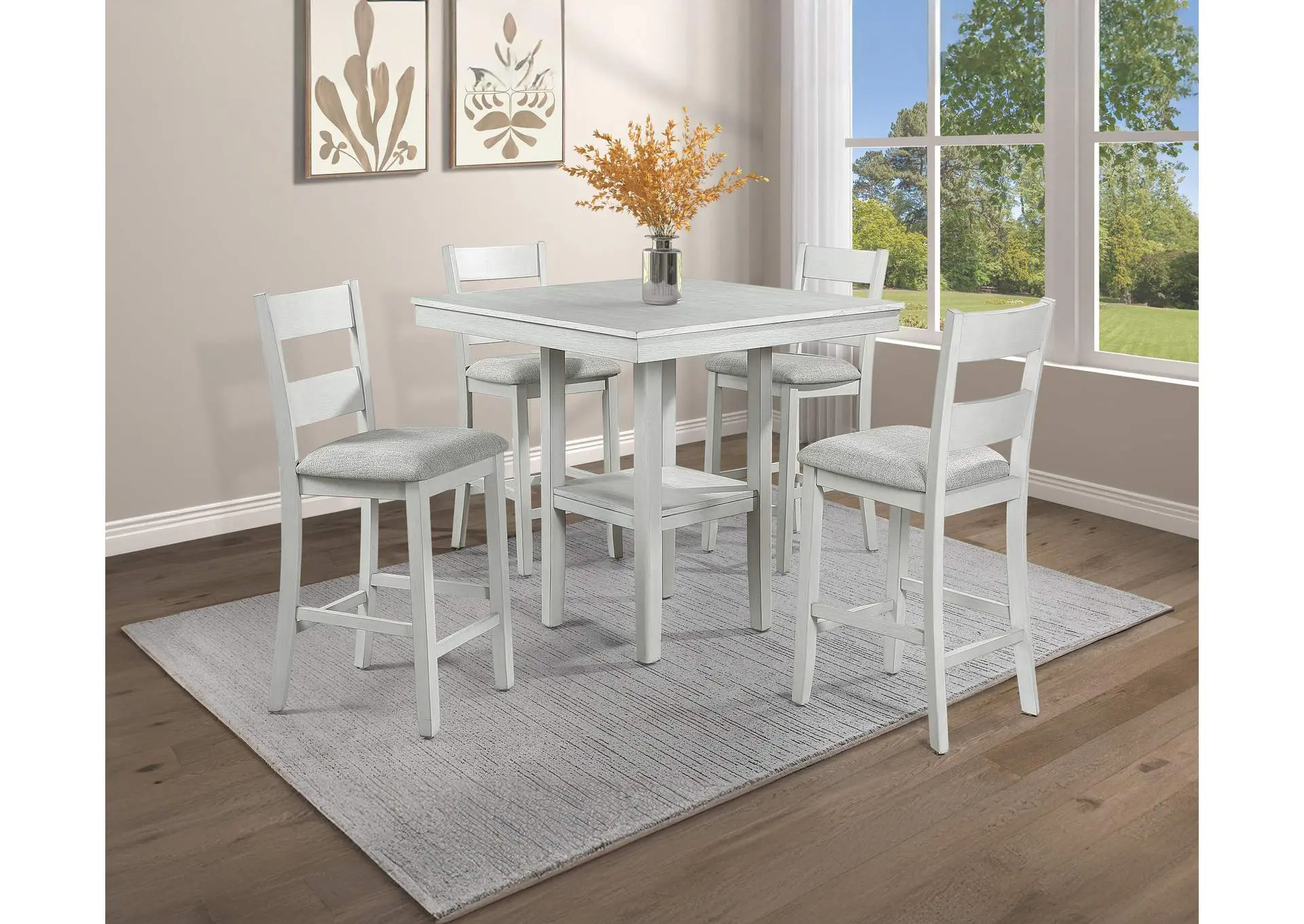 LESTER 5-PACK COUNTER HEIGHT TABLE SET - DRIFTWOOD