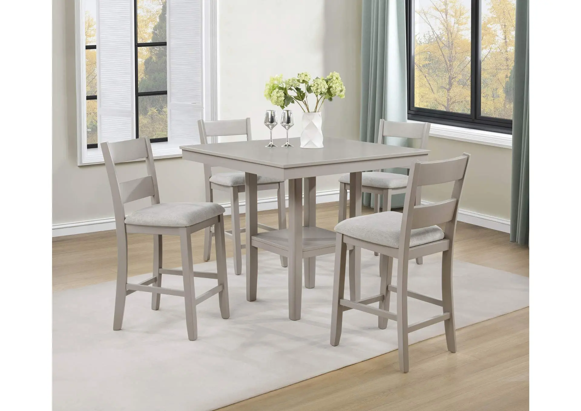 LESTER 5-PACK COUNTER HEIGHT TABLE SET GREIGE