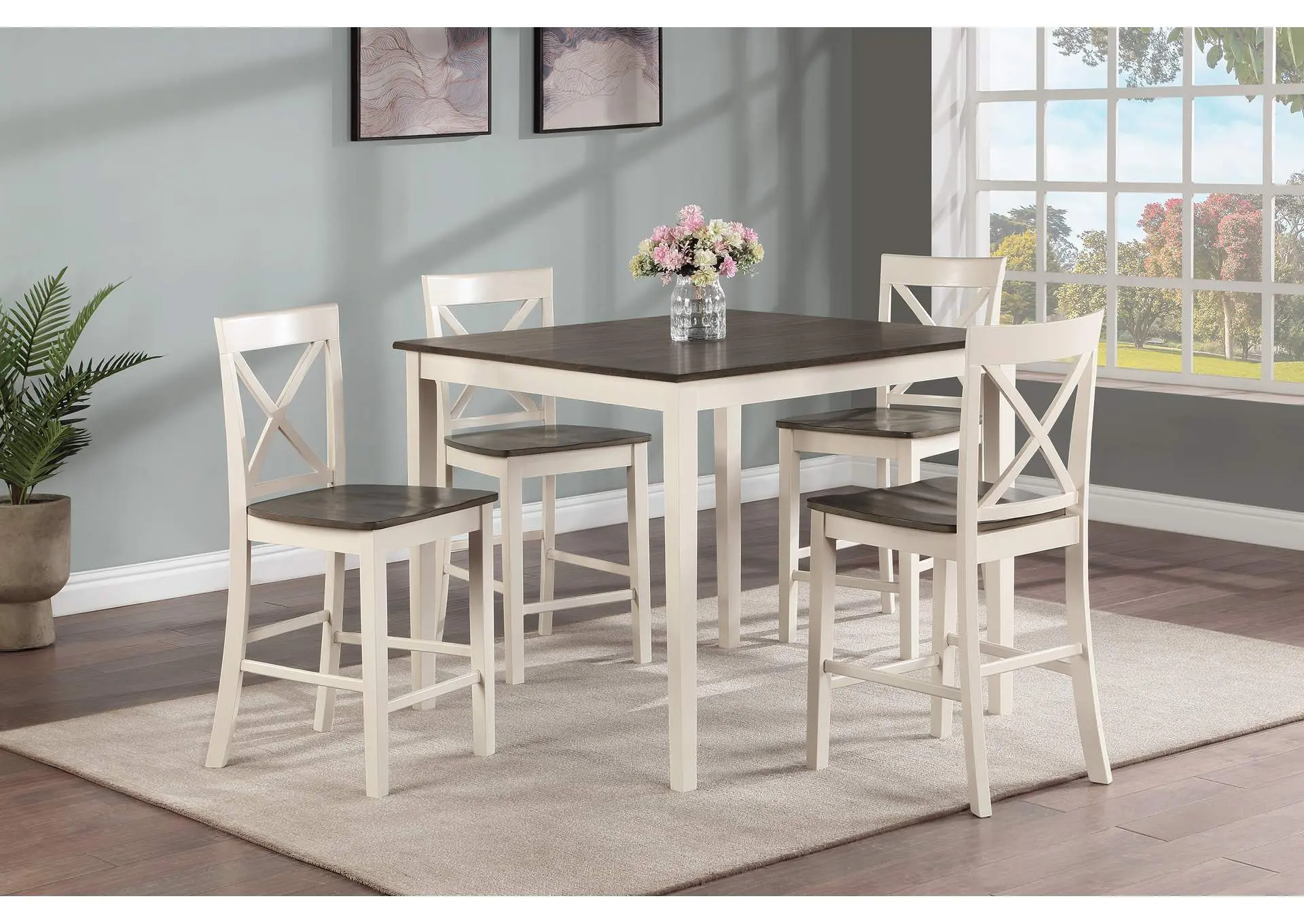 THEODORE 5-PACK COUNTER HEIGHT TABLE SET - BROWN