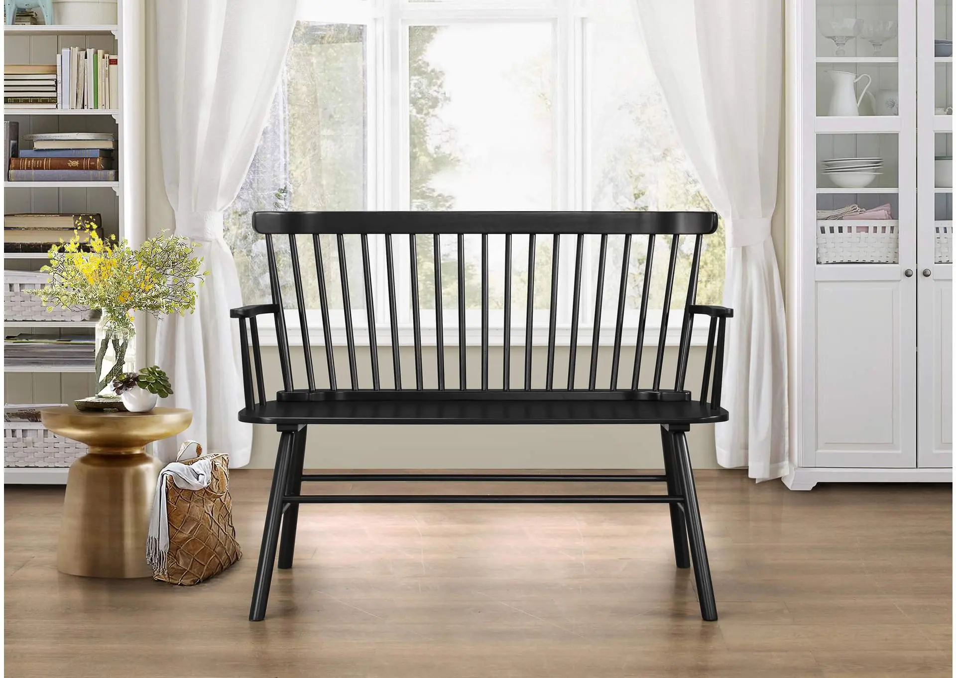 JERIMIAH SPINDLEBACK BENCH - BLACK