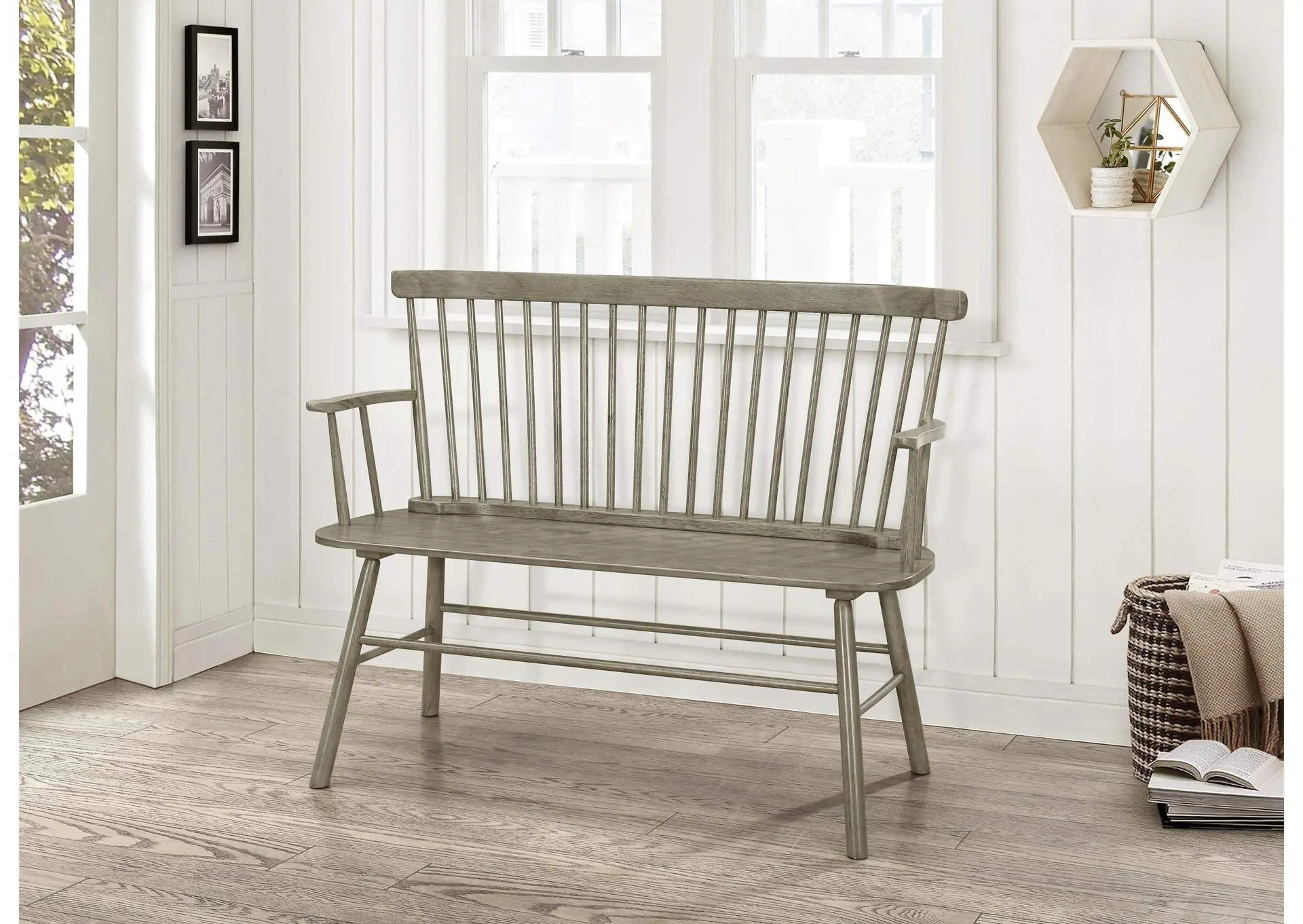 JERIMIAH SPINDLEBACK BENCH - GRAY