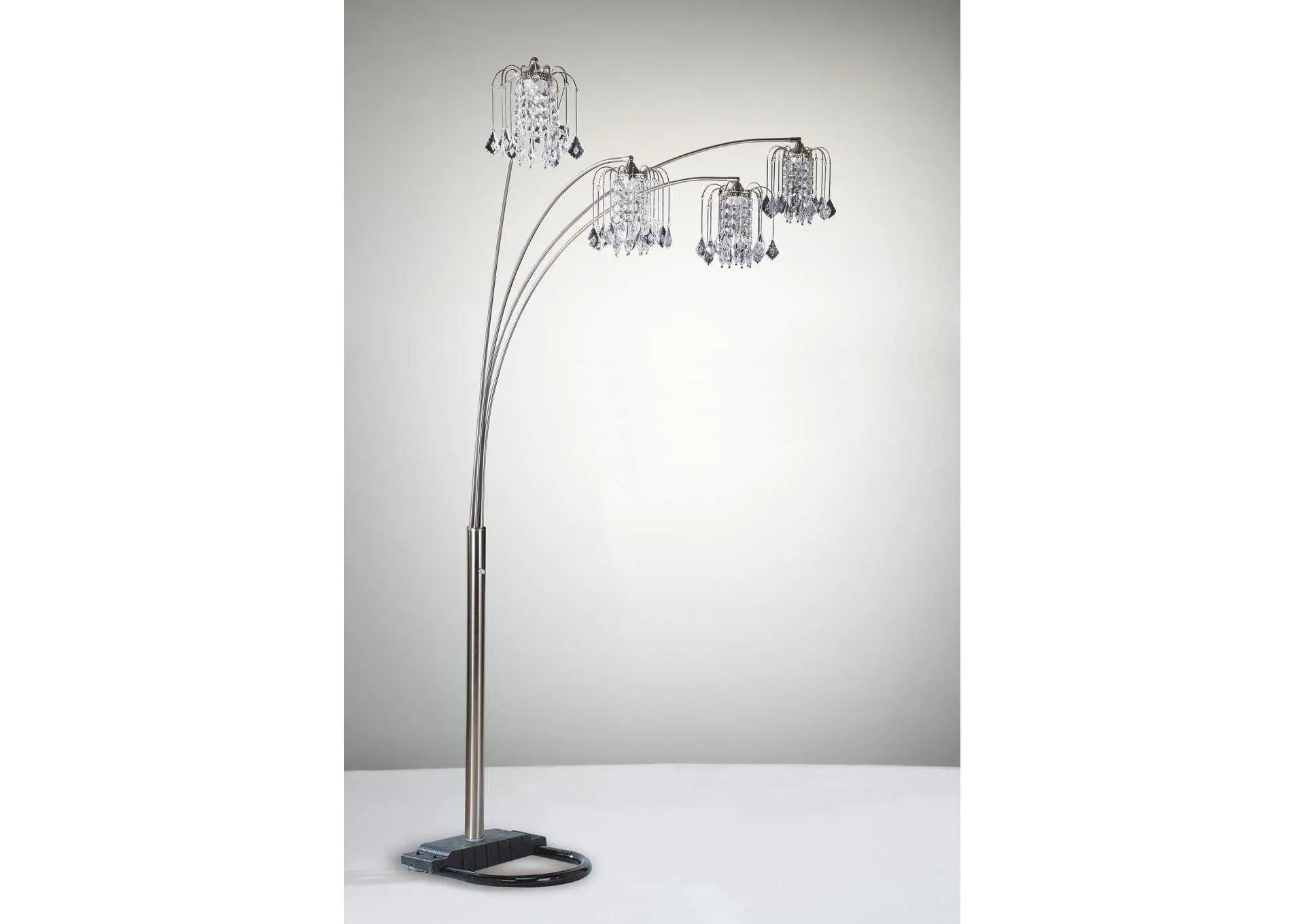 RAIN DROP ARC LAMP 84"H PEWTER
