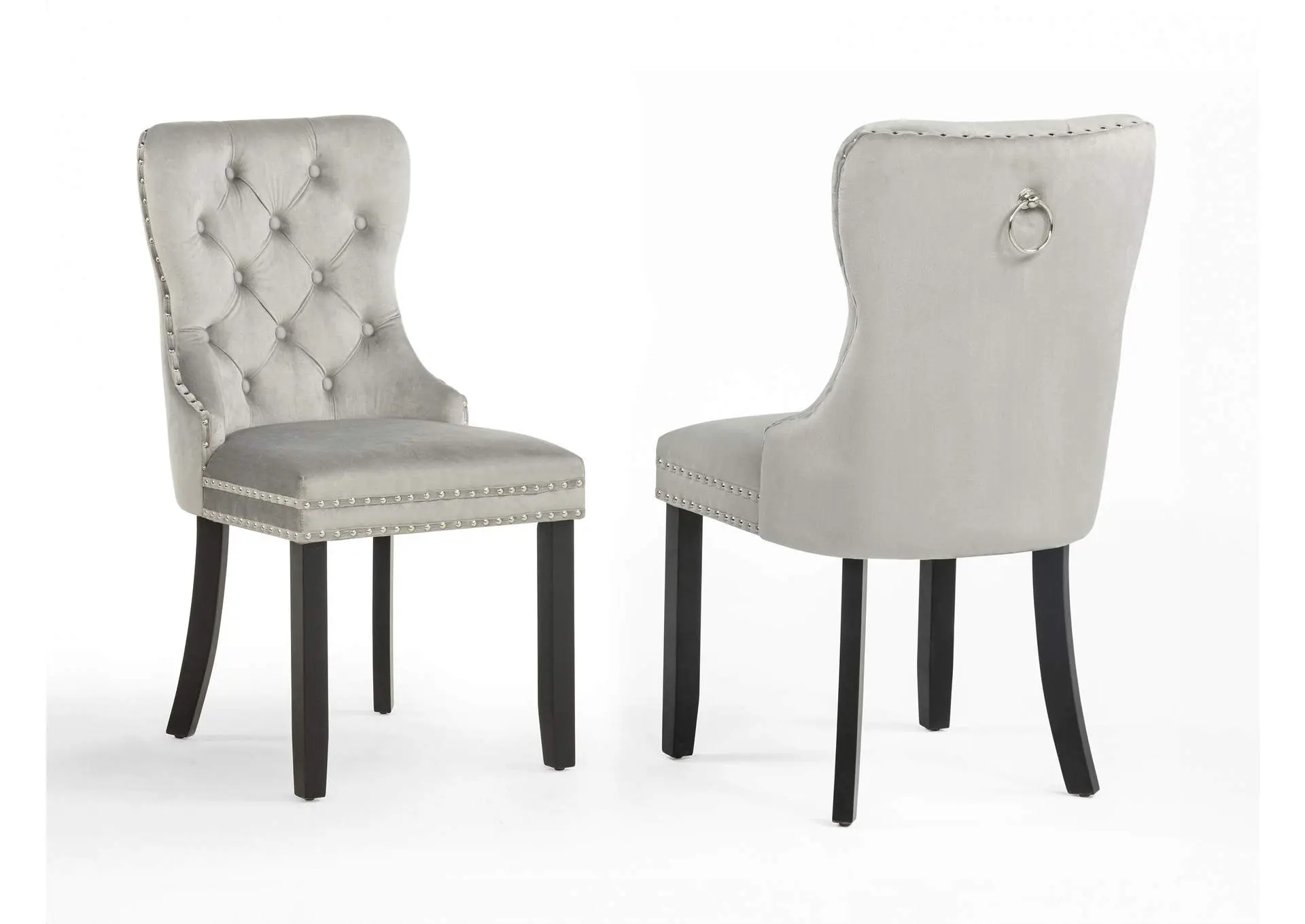 ARABELLA ACCENT CHAIR - LIGHT GRAY VELVET