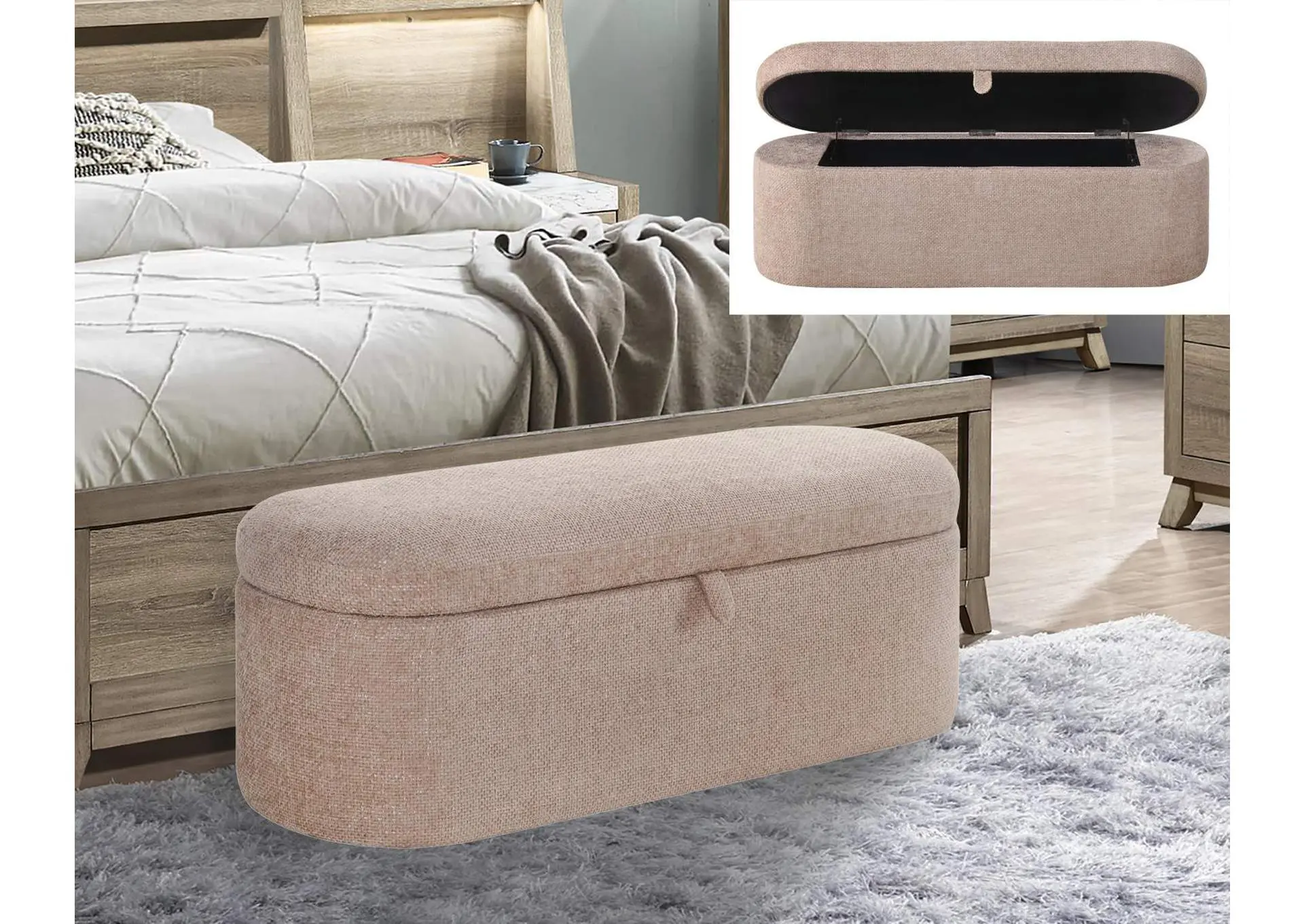 PHILIPA STORAGE BENCH-MAUVE TWEED