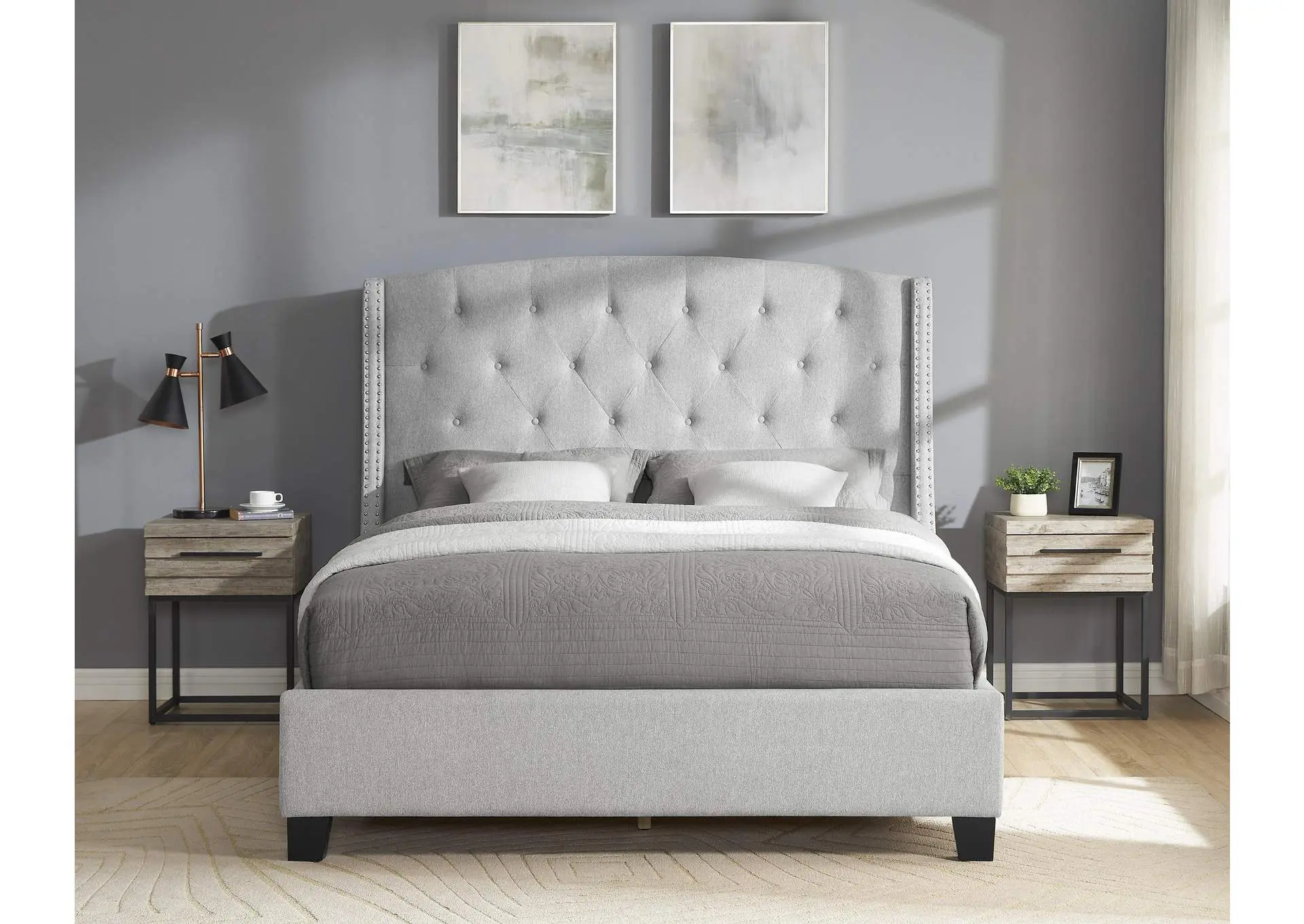 EVA KING BED - DOVE