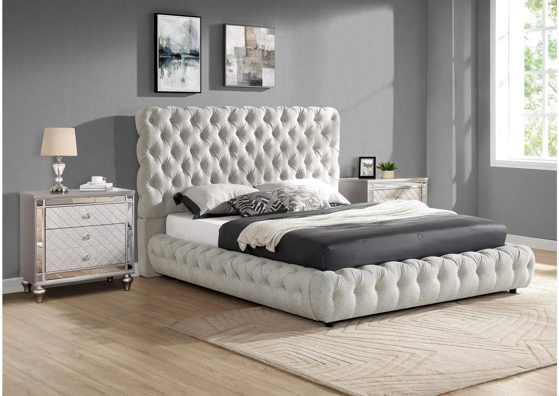 FLORY KING BED - DOVE