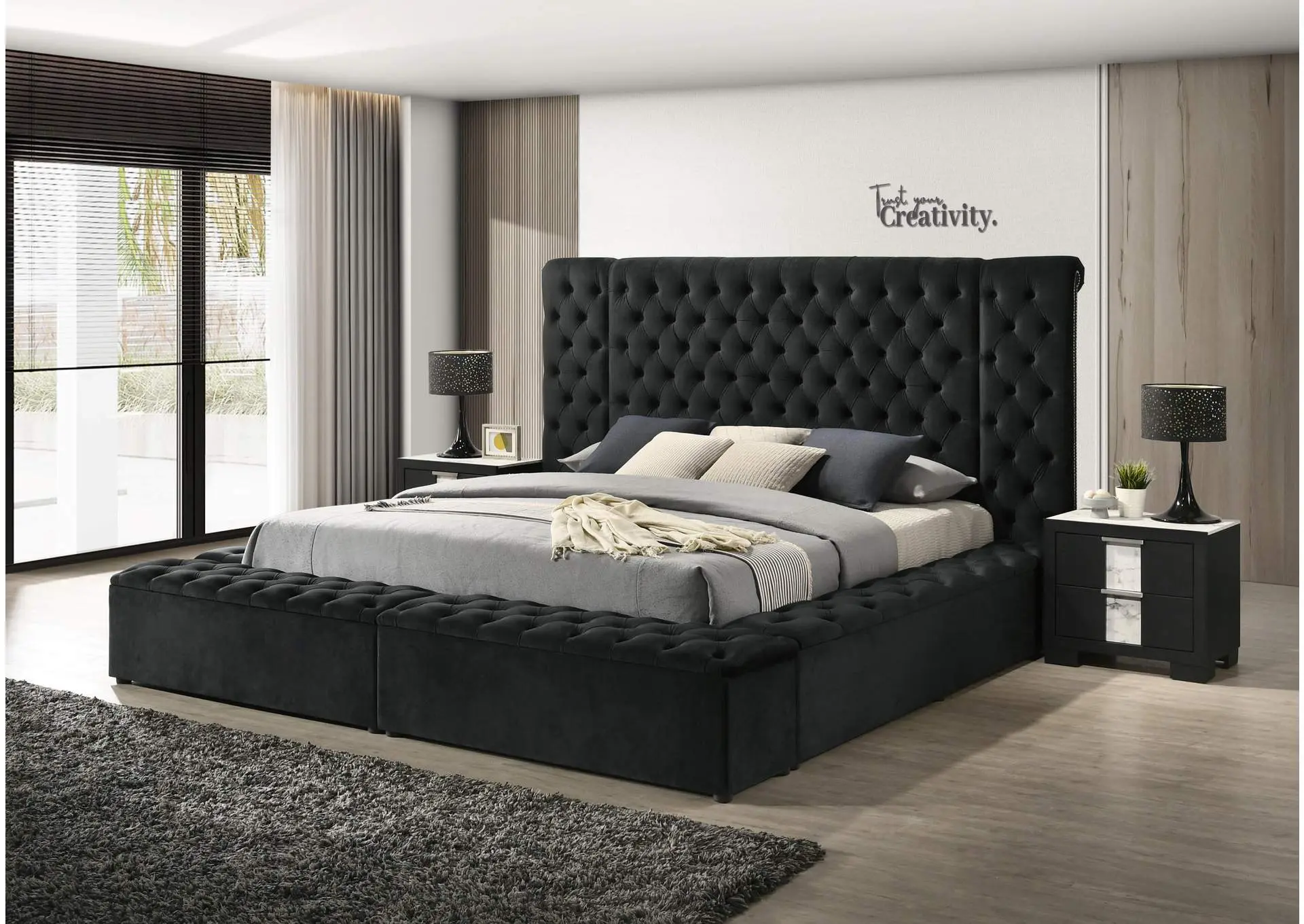 LILIANA KING BED - BLACK