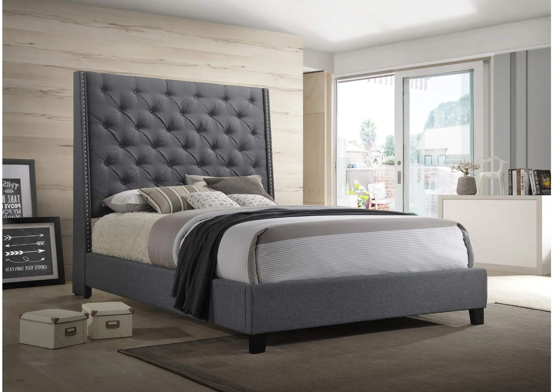 CHANTILLY KING BED - GRAY