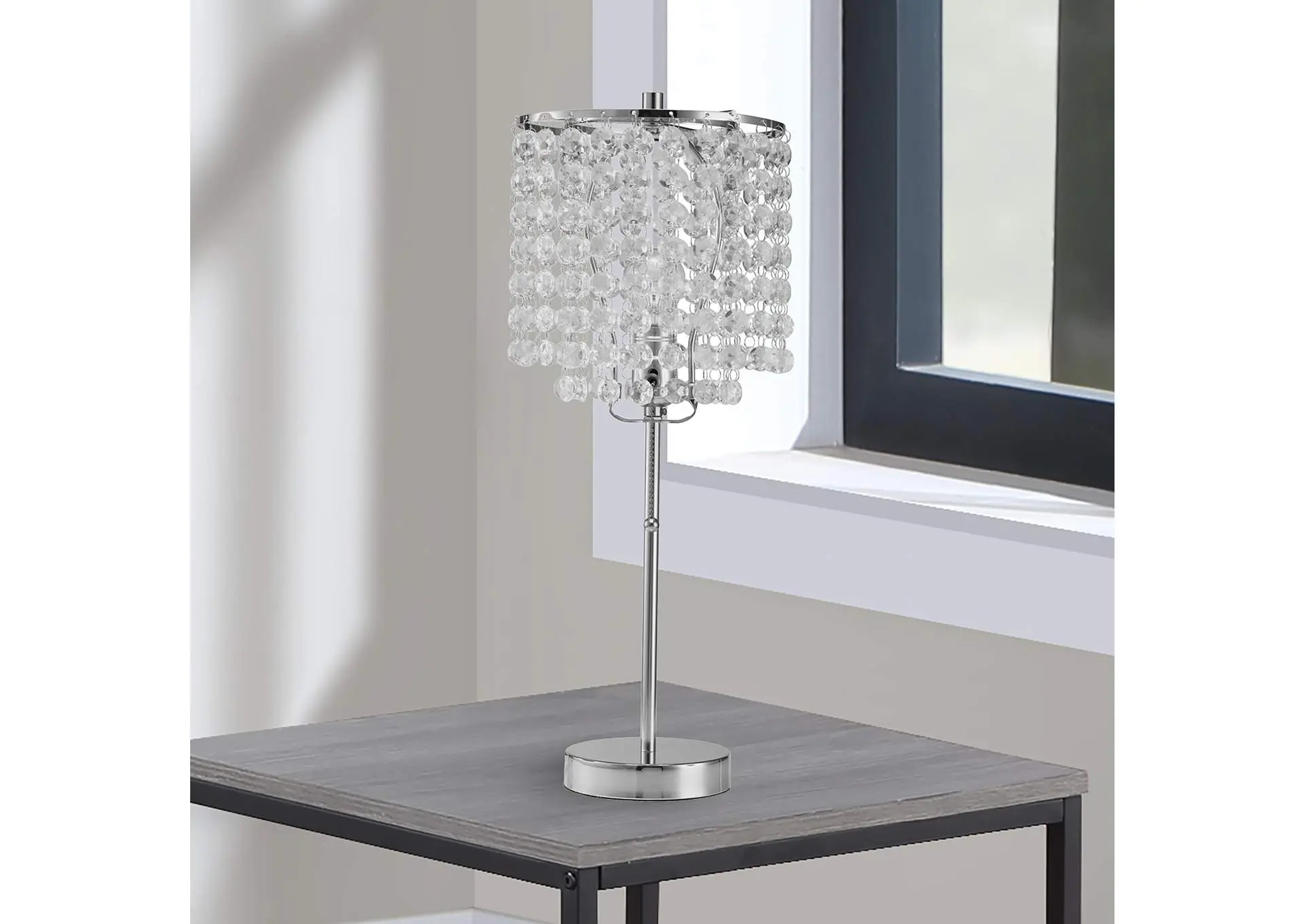 CHROME TABLE LAMP 19"H