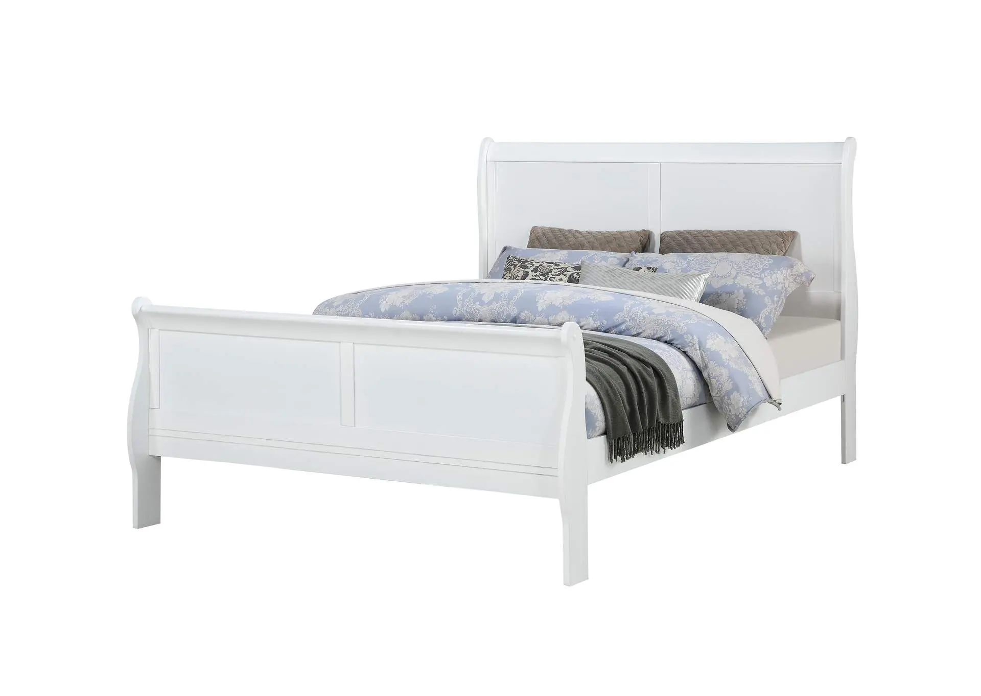 LOUIS PHILIP QUEEN BED - WHITE