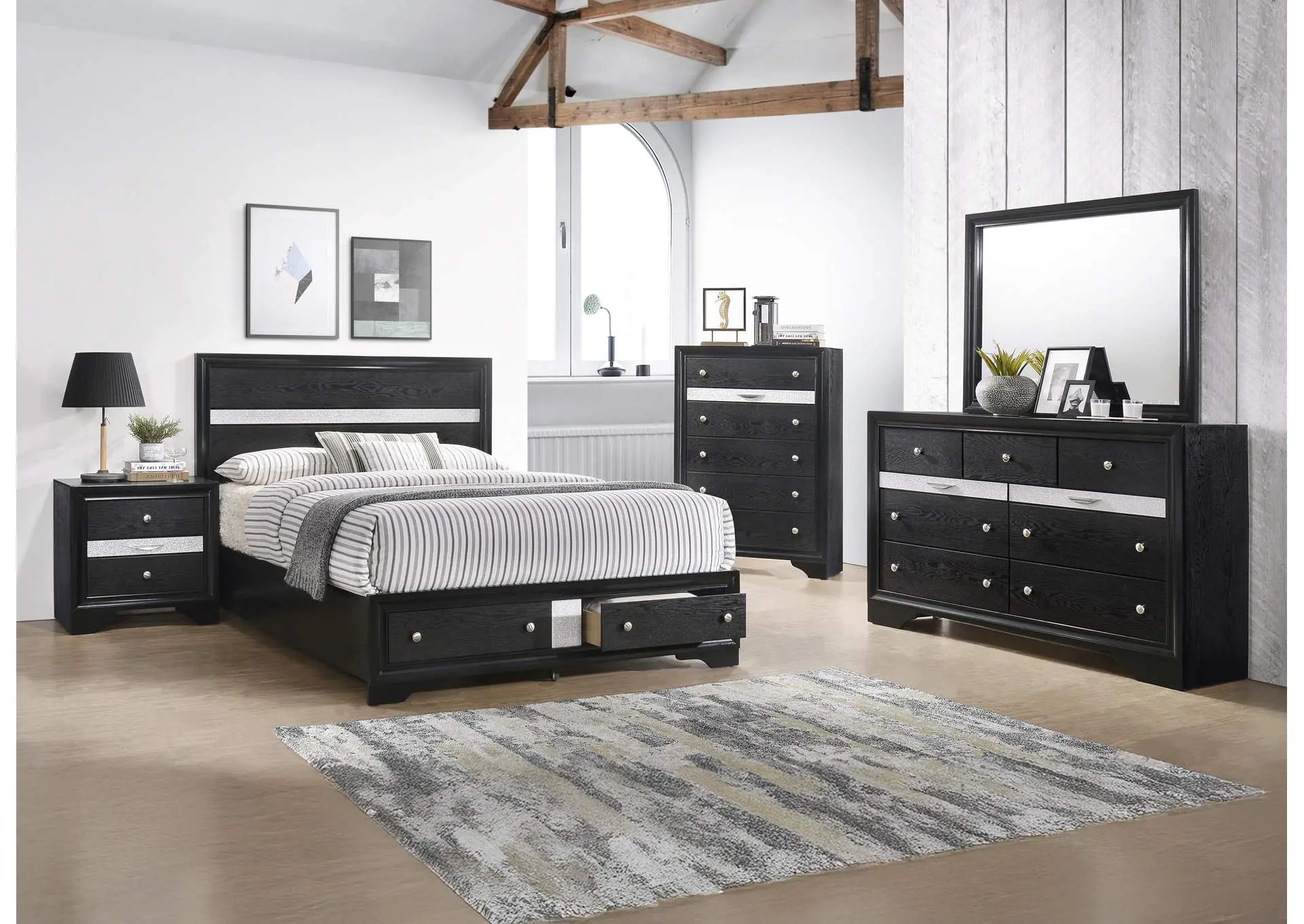REGATA NIGHT STAND - BLACK AND SILVER