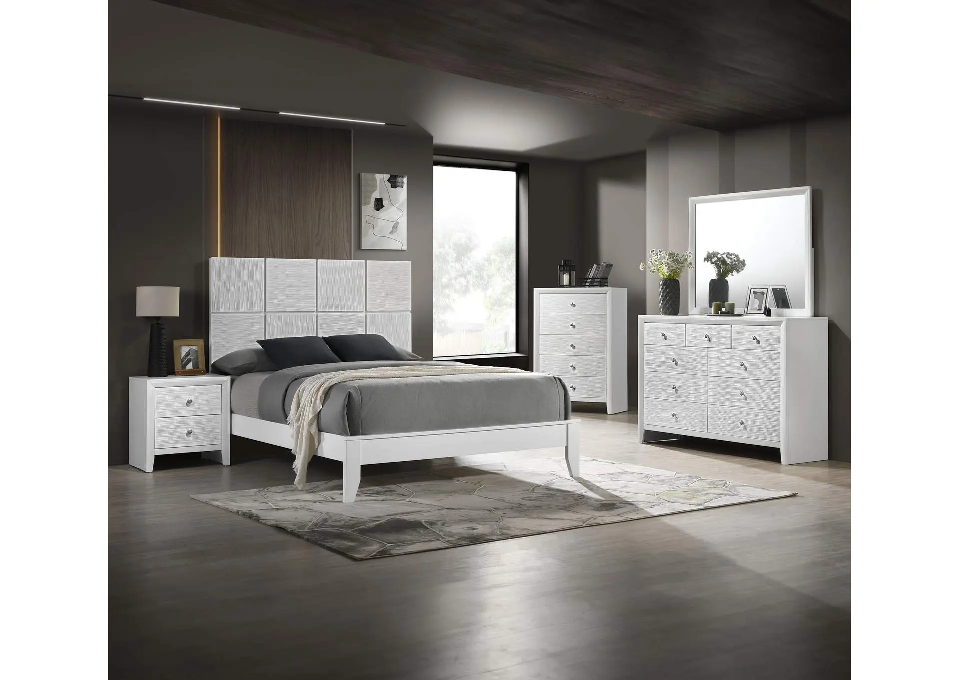 DENKER FULL 4-PIECE BEDROOM SET - WHITE