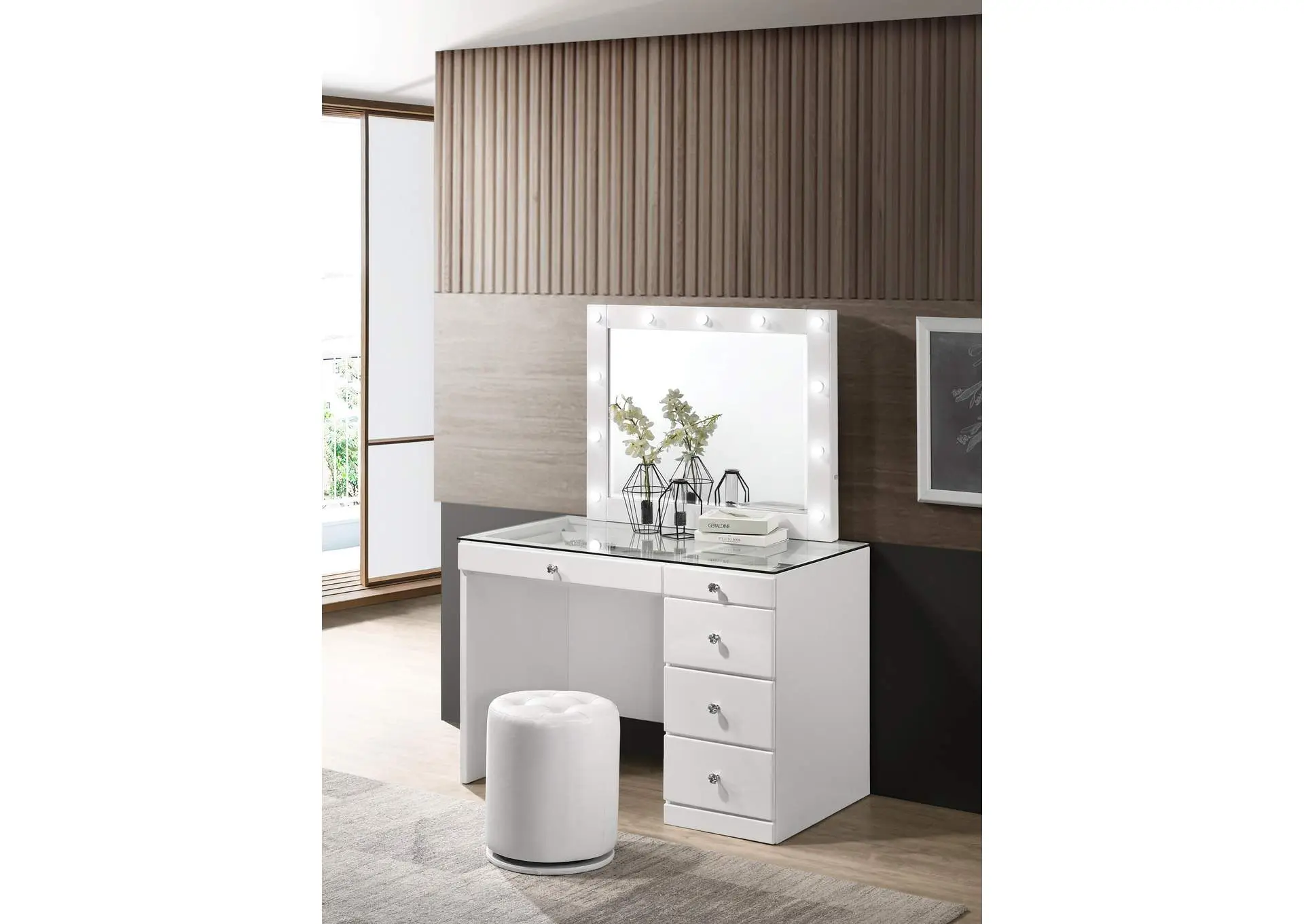 MORGAN ROUND SWIVEL STOOL - WHITE