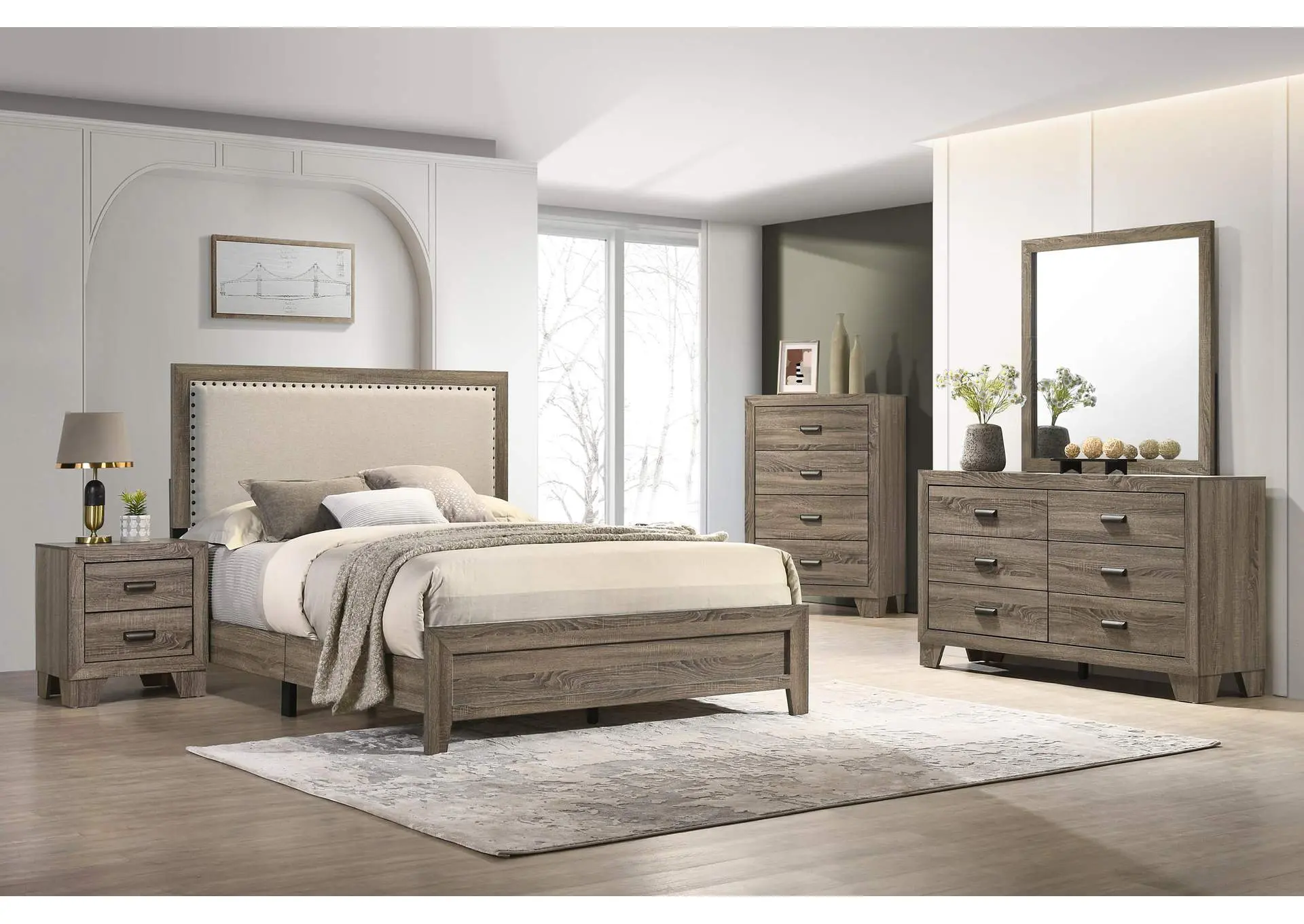 MILLIE UPHOLSTERY BED ONE BOX - GRAY
