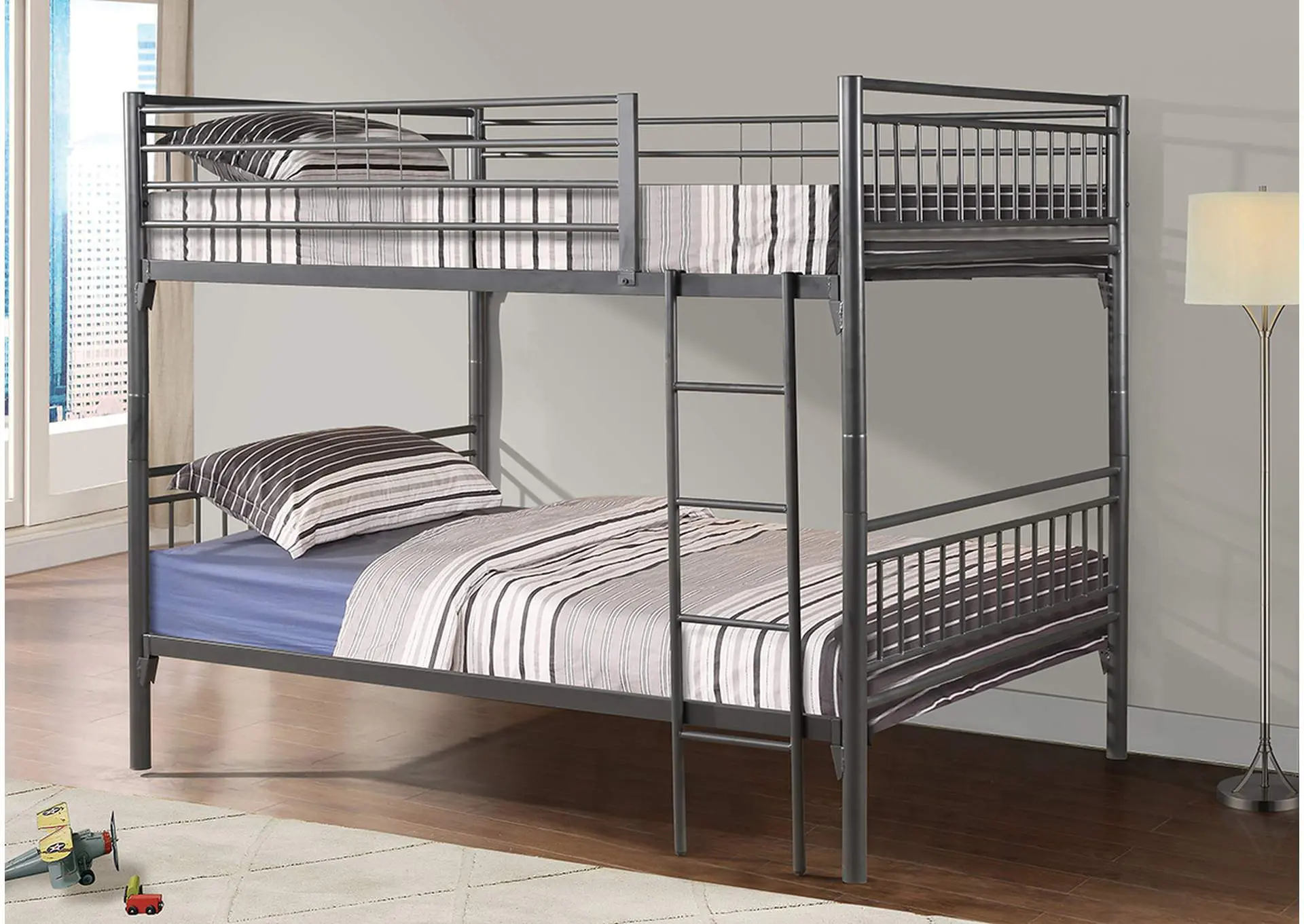 S460 Full - Full Silver Metal Bunkbed
