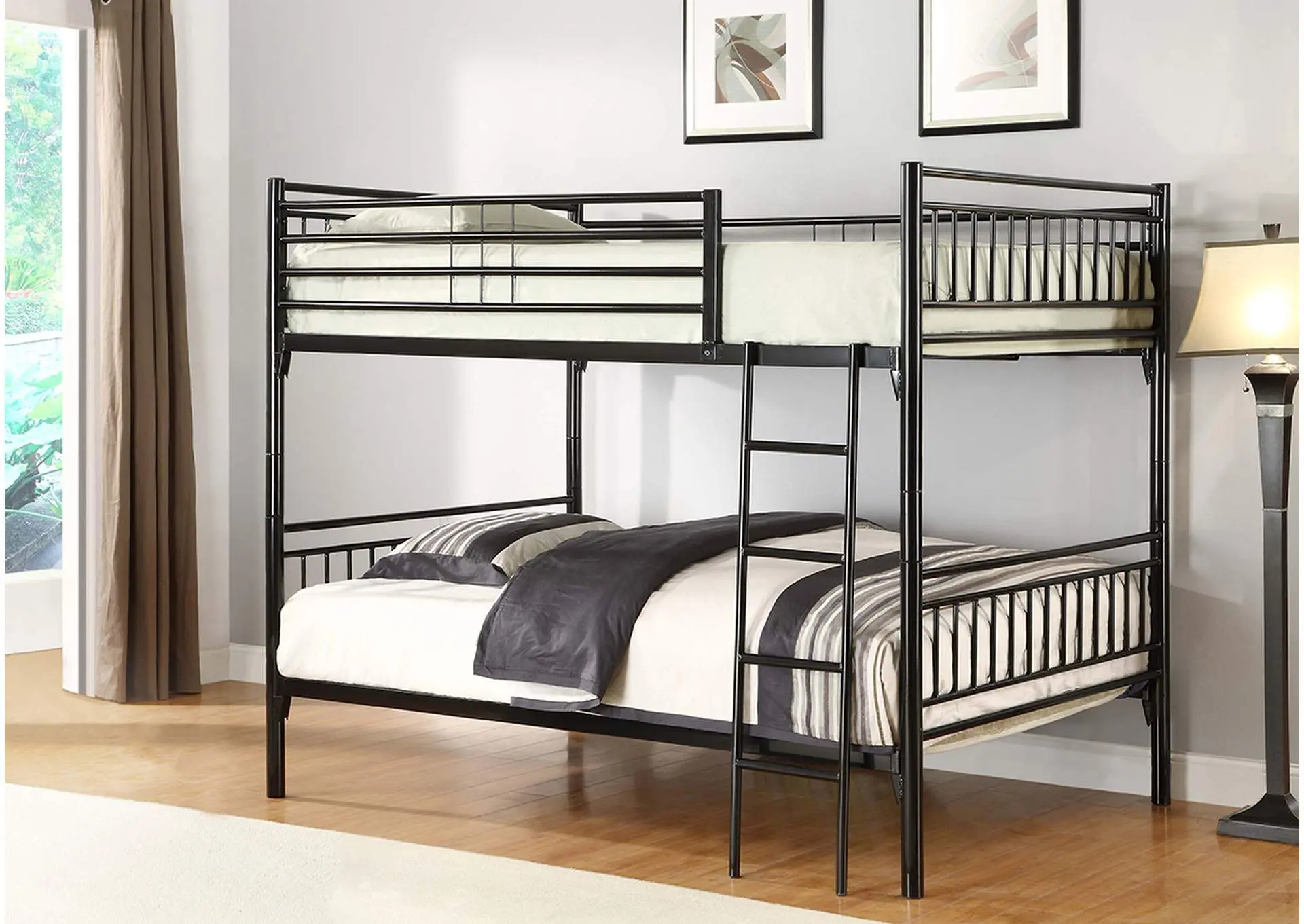 S465 Full - Full Black Metal Bunkbed