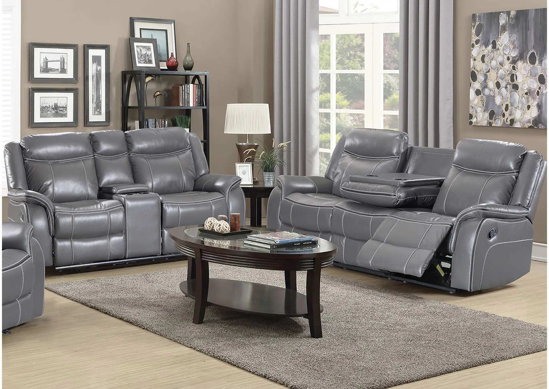 U101 Reclining Sofa With Drop Down Table