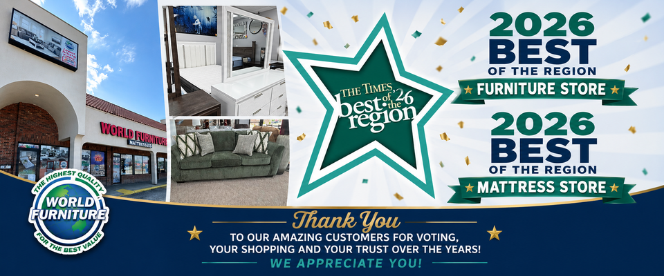 World Furniture, The Times Best of the Region 2026 winner, Best Furniture and Best Mattress